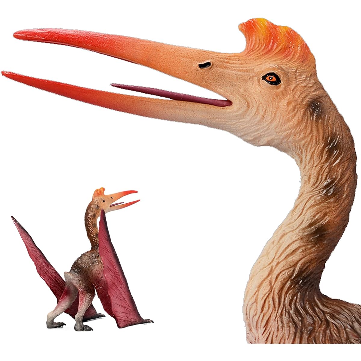 gemini&genius Pterosaurus Kids Quetzalcoatlas Dinosaur Toy Pterodactyl Action Figure Large Flying Dinosaur Toy Realistic Pteranodon Height 5.5 Inches
