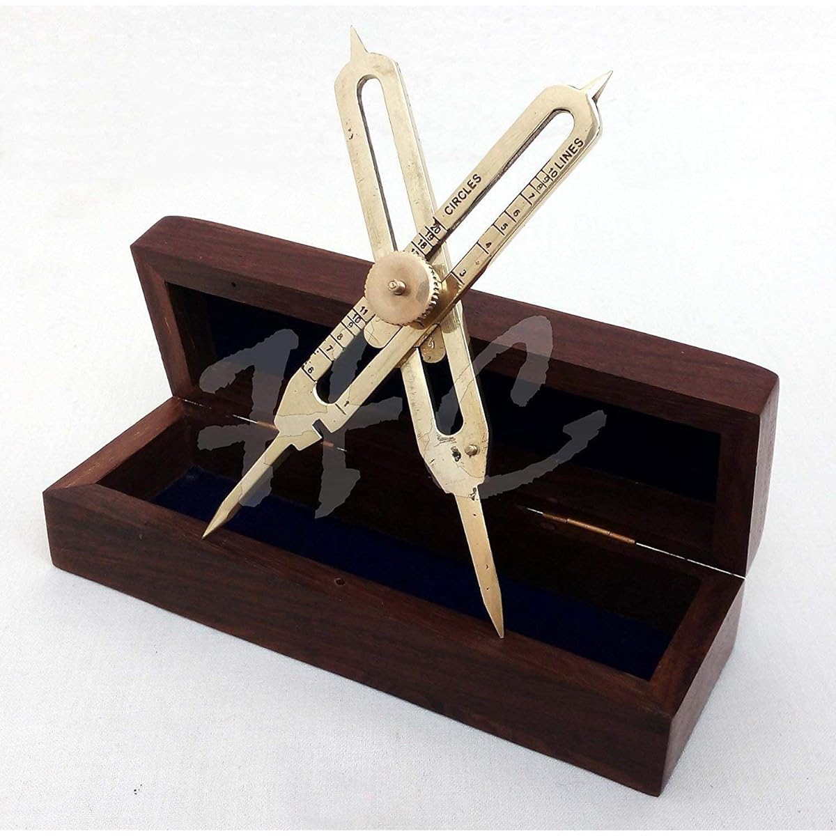 Humaira Nauticals Solid Brass Proportional Divider Marine Navigation Compass with Wooden Box