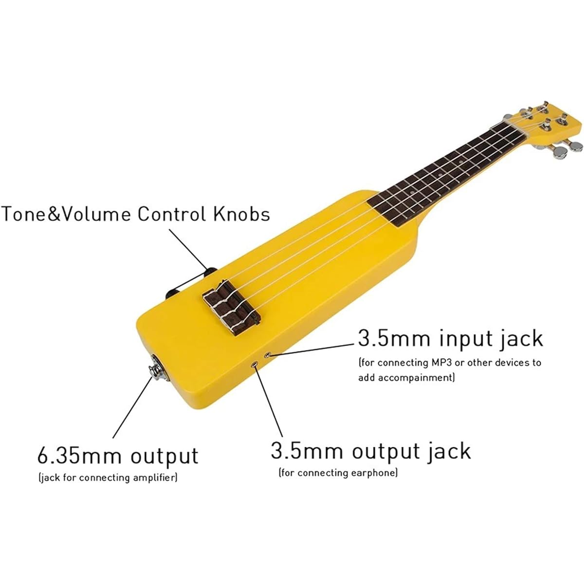 Ukulele 21 inch Okoume Solid Wood Electric Ukulele Kit (Size:One Size; Color:Yellow)