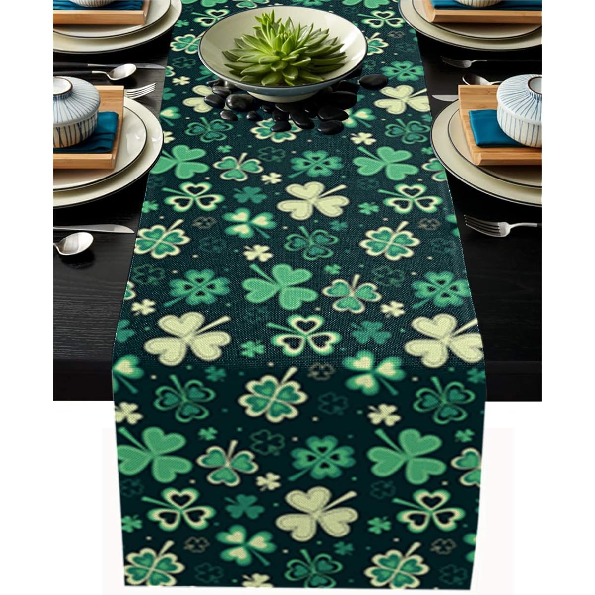 Table Runner - Cotton Linen - 90" Long Holiden Scarf, St. Patrick's Day Table Runner, Decorate Your Kitchen, Coffee/Dining, Bedroom, Home, Living Room, Dinner Scarf