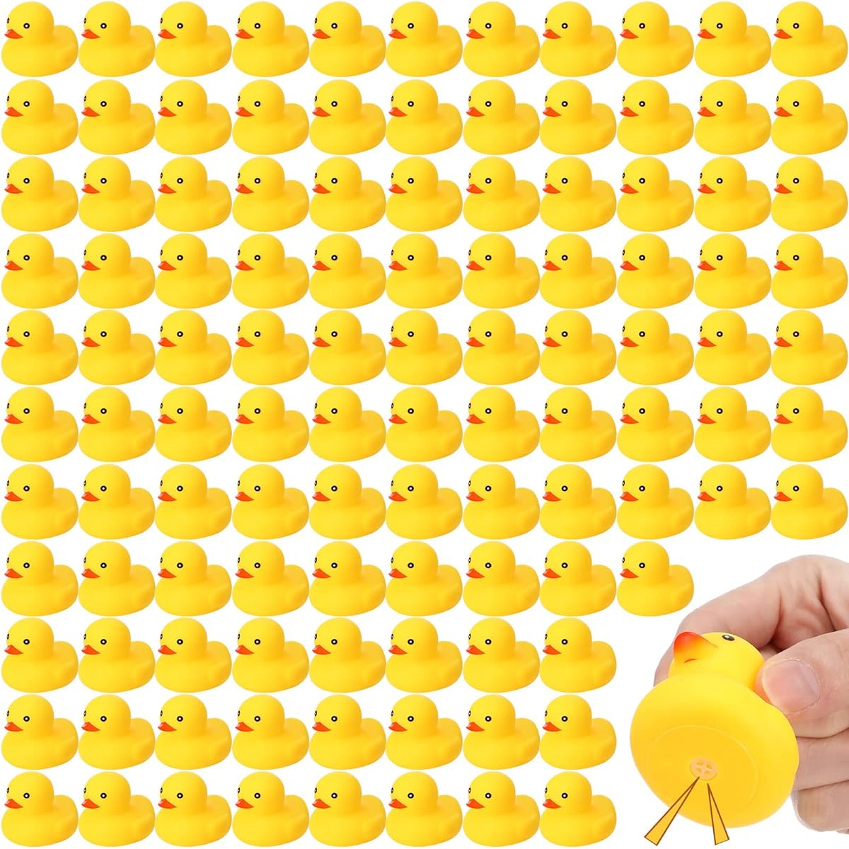 400 Pieces Mini Rubber Ducks Bulk 2.17 x 1.97 x 1.85 Inch Floats Tiny Baby Shower Rubber Ducks Small Rubber Ducks Preschool Bath Toys Rubber Ducks Party Decorations Tiny Ducks Making Fun Sounds Pool Toys (Yellow)