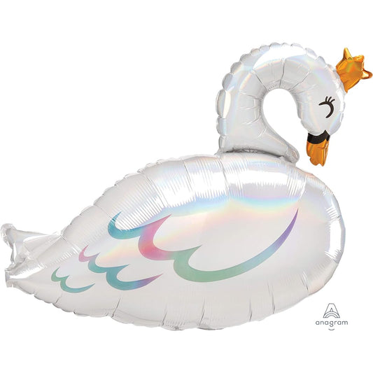 Anagram 29" Iridescent Swan Foil Balloon, Multicolor