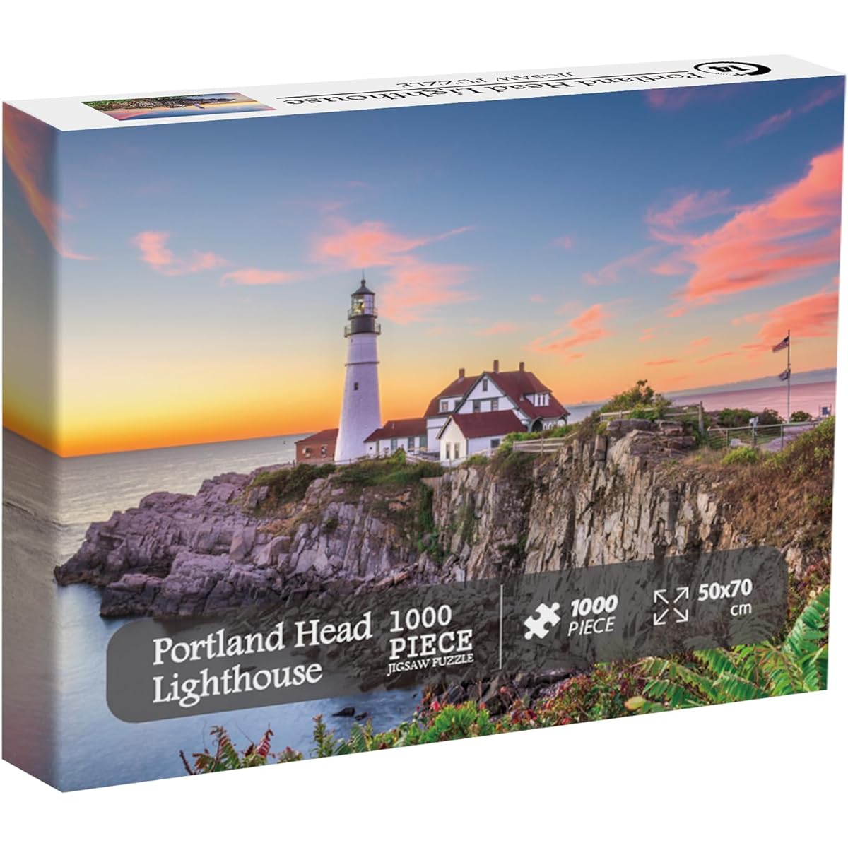 Portland Lighthouse Puzzle for Adults 1,000 Piece Beach Scenery Nature Puzzle Lighthouse Decor Maine Jigsaw Puzzle Lighthouse Gift