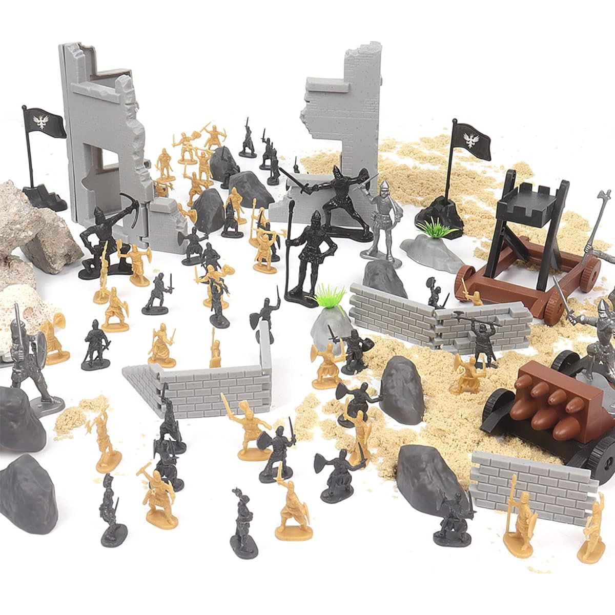 OTONOPI Toy Soldiers Medieval Plastic Knights Action Figures Castle Playset Classic Army Men Military Toys Mini Ancient Soldiers Warriors 250pcs with Carry Bag