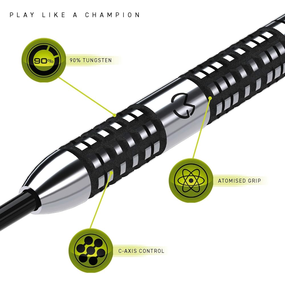 WINMAU Michael van Gerwen MvG Absolute Tungsten Steeltip Darts Set 24g with Prism Flights and Vecta Shafts (Stems) 1442-24