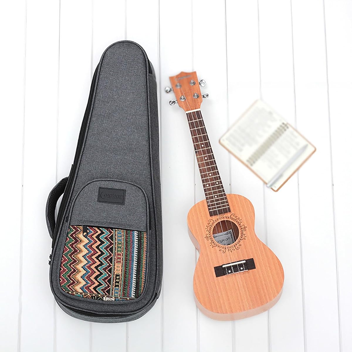 Ukulele Bag Ukulele Case Ukulele Bag Ukulele Cotton Thick Backpack Shoulder Bag Equipped with Protective Cushion (Color: Gray, Size: 23/24inch)