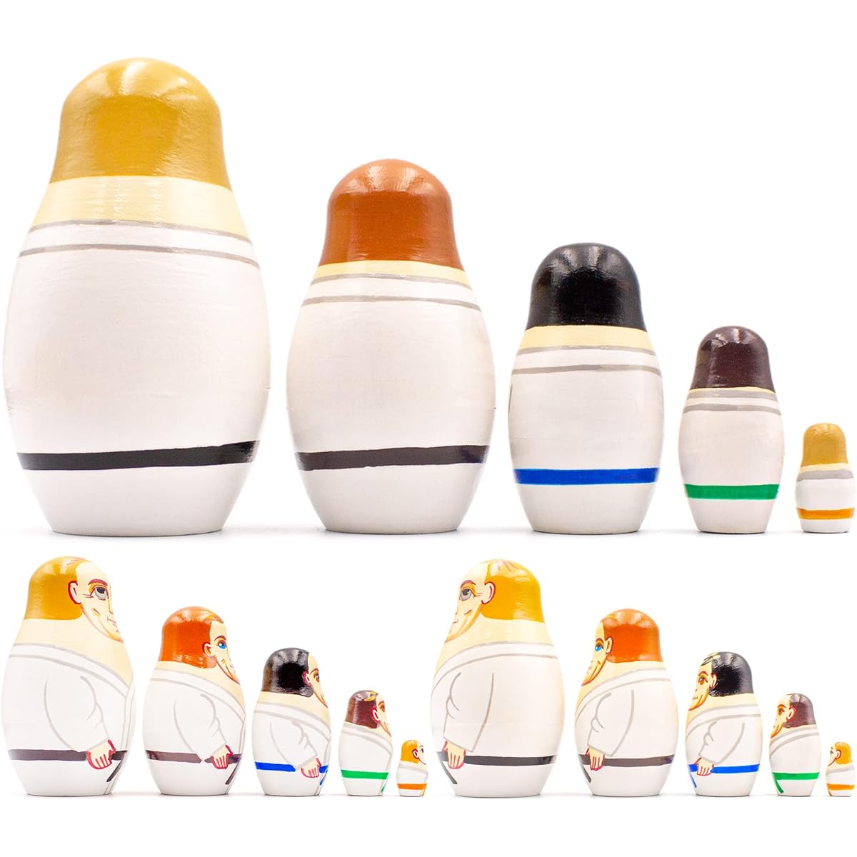 AEVVV Martial Arts Nesting Dolls Set of 5 - Jiu Jitsu Gifts, Karate Themed Gifts, Taekwondo Gifts, Martial Arts Gifts, Martial Arts Decor