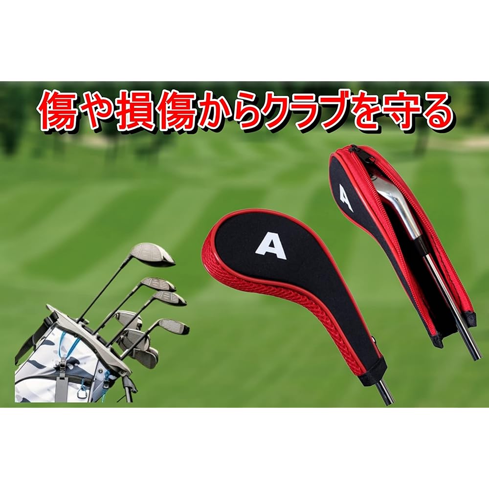 J's MART Golf Iron Cover Head Cover Set of 10 Count Print with Zipper Long Neck