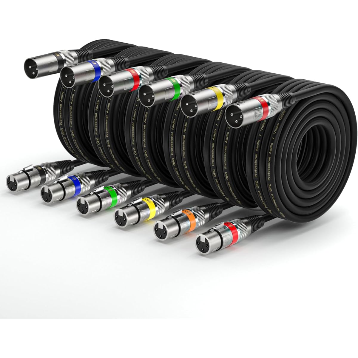 EBXYA XLR Cable 25ft 6 Pack XLR Male to Female 3 Pin Balanced Microphone Cable