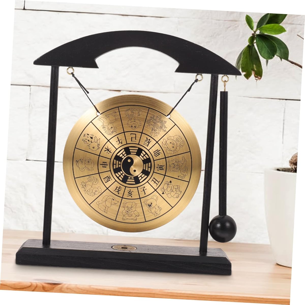 VICASKY 5pcs Gong Display Gong Bell Mallet Hanging Gong Tibetan Tingsha Bell Desktop Mini Gong Chime Home Desktop Gong Chaugong Handbell Mini Desk Yu