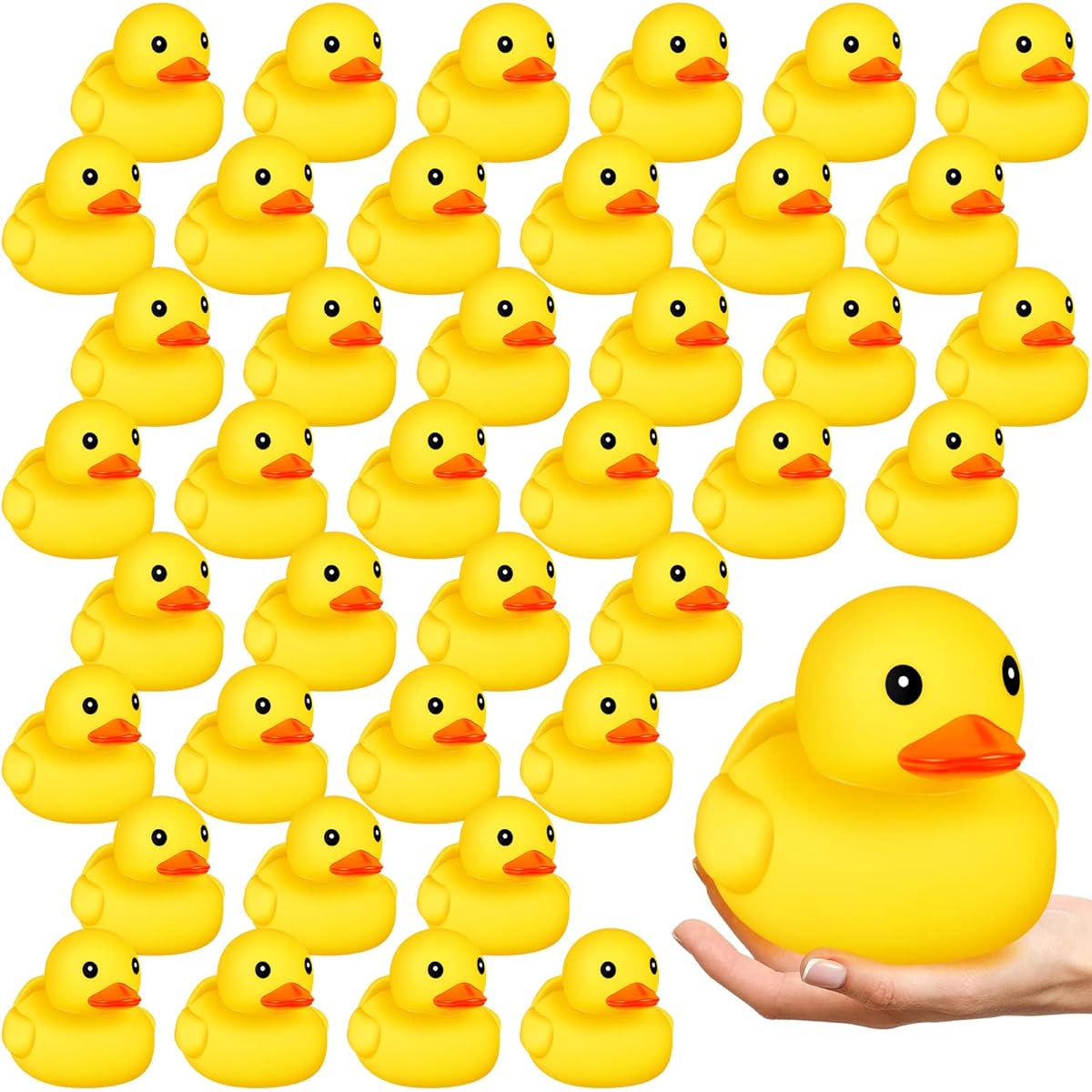 Deekin 60pcs 5" Large Yellow Rubber Ducks Big Duck Bath Toys Squeaky Rubber Ducky Bathtub Floating Bath Ducks for Birthday Party Decorations Gifts Swimming Pool