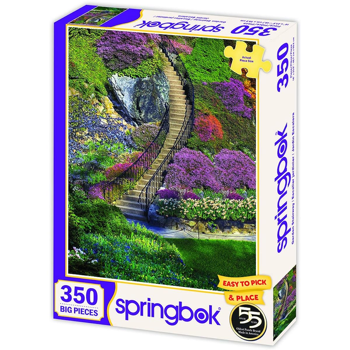 Springbok 350 Piece Jigsaw Puzzle Garden Stairs - Made in USA 500 Multi