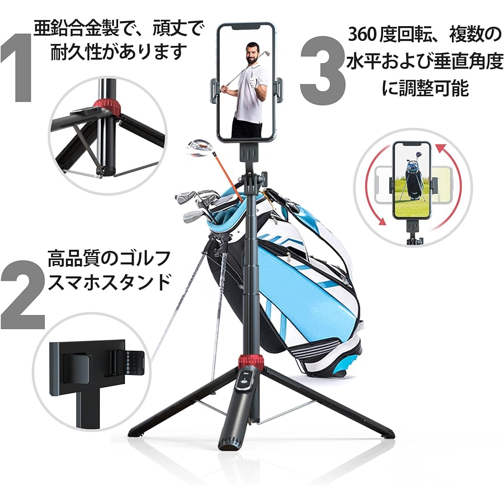 EUG-PRODUCTS Golf Practice Equipment Swing Photography Equipment Smartphone Stand Golf Training Equipment Photography Practice Swing Holder Selfie Putting Training Aid Compatible with Alignment Stick Indoor Golf Form Correction Smartphone Video Check