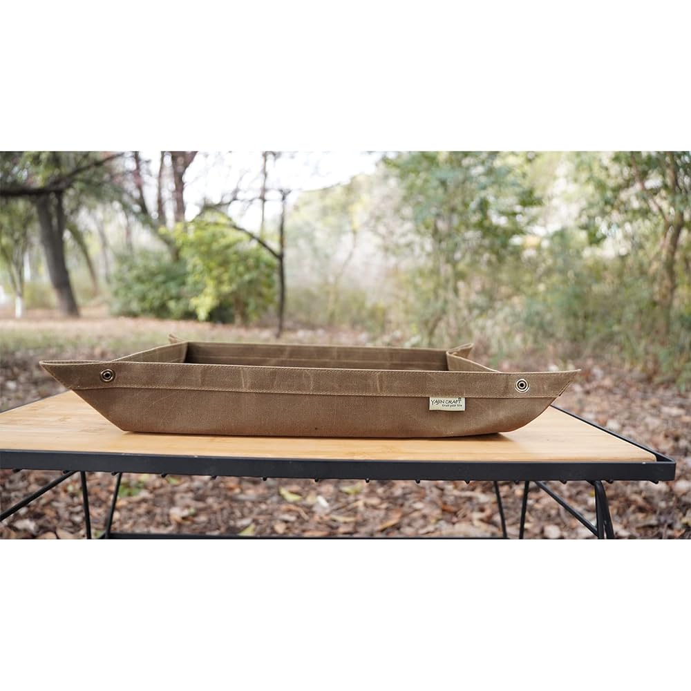 YAJIN CRAFT Storage Mat, Ground Sheet, Multi Sheet, 45cm x 35cm, Small Item Storage Tray, Multifunctional, Waterproof, Paraffin Processed, Cotton Canvas, Thick, Outdoor, Camping,…