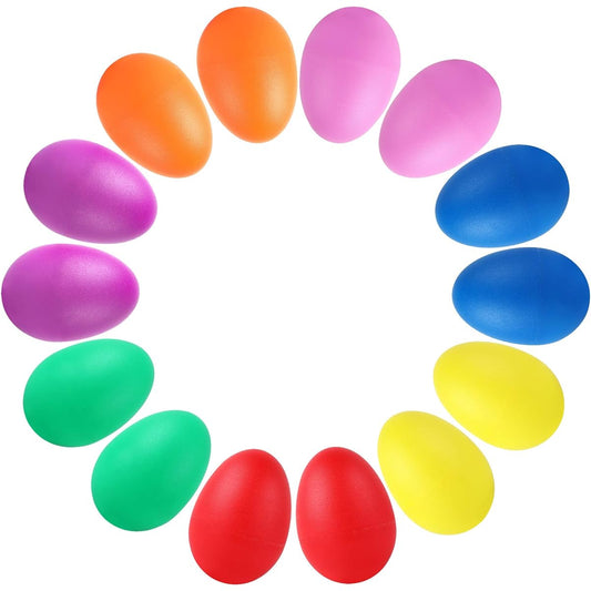 14 Pieces Plastic Egg Shakers Percussion Musical Egg Maracas Easter Eggs Toys for Kids (7 Colors)