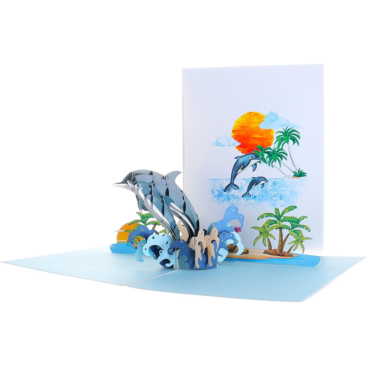 iGifts and Cards Amazing Dolphin Family 3D Pop Up Greeting Card - Sea Lover Birthday Card Parents Anniversary Gift Best Happy Friendship Day Funny Thoughts Cute Mother's Love 6" x 8"