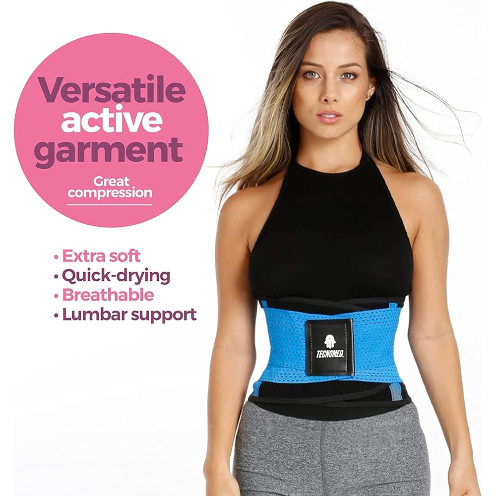 [Tecnomed] Waist Training Belt Corset Body Shaper Belly Band Shape Up Weight Loss Compression Band for Weight Loss/Training/Fitness (XS Black)