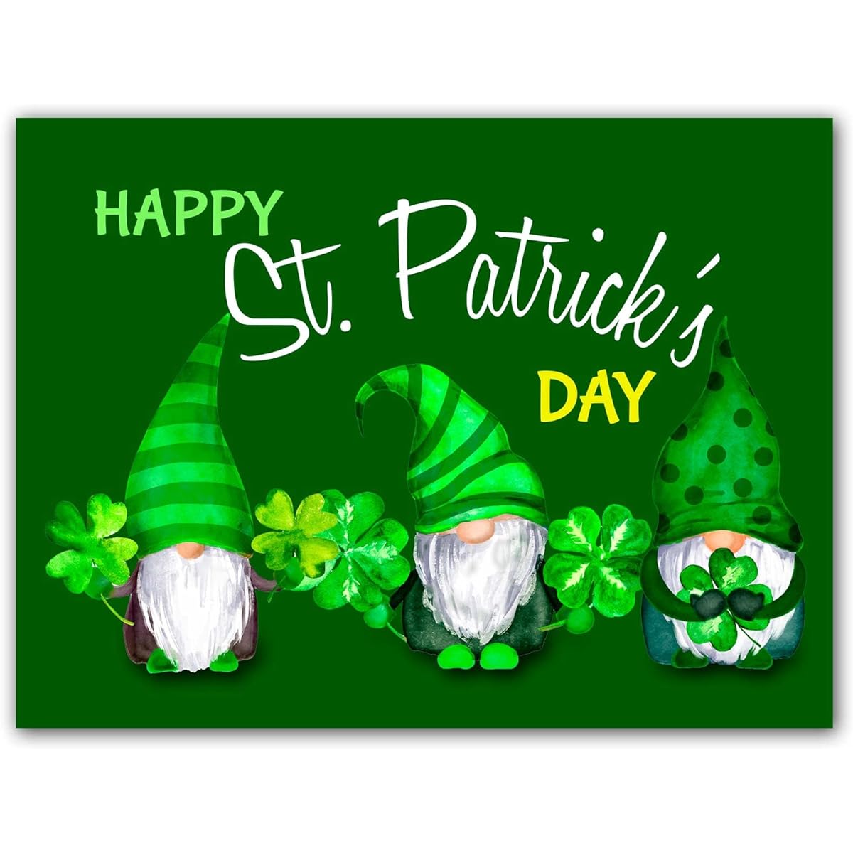 Small World Greetings Happy St. Patrick's Day Gnome Greeting Cards with Envelopes - Blank Inside - 5.5"x4.25" (12 Pack)