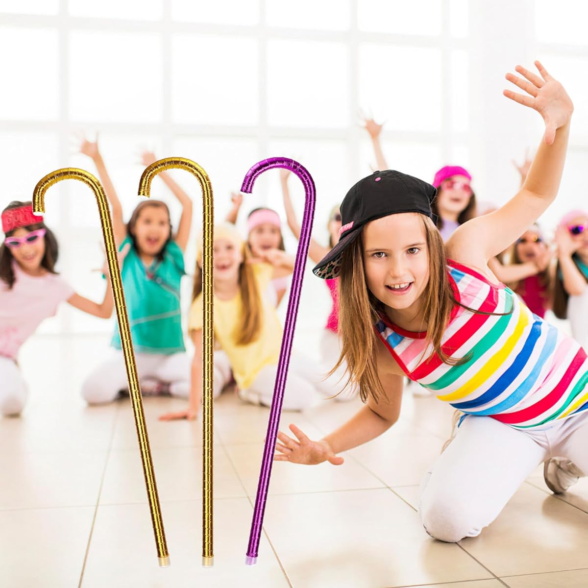 Kids Dance Cane Dance Performance Crutches Jazz Props Crutches Jazz Dance Props Walking Stick Cane for Belly Dance Random Color