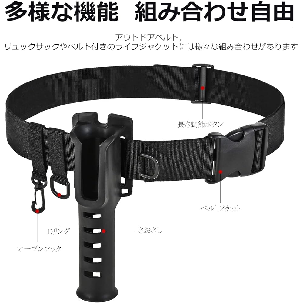 CMD Rod Holder, Waist Belt, Rod Holster, Rod Stand, Adjustable Rod Holder, Portable, Durable, Lightweight, For Fishing Rod Storage, Fishing Rod Belt, Stool, Car, Boat, Fishing Tools
