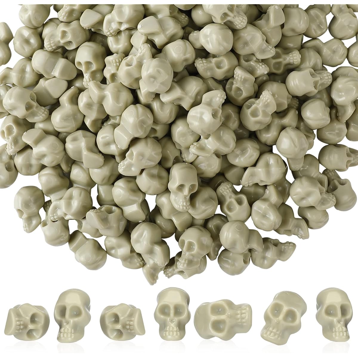 500 Pieces Halloween Mini Plastic Skull Figurines Miniature Small Skull Halloween Decoration Skull Model Desktop Ornament DIY Halloween Craft Bar Home Trick Toy