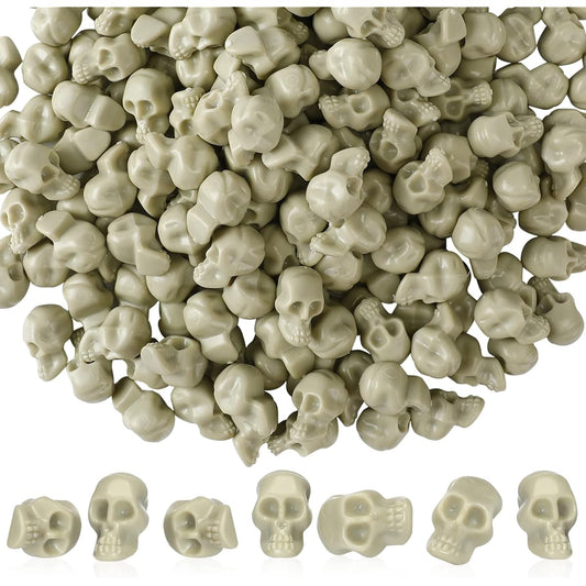 500 Pieces Halloween Mini Plastic Skull Figurines Miniature Small Skull Halloween Decoration Skull Model Desktop Ornament DIY Halloween Craft Bar Home Trick Toy
