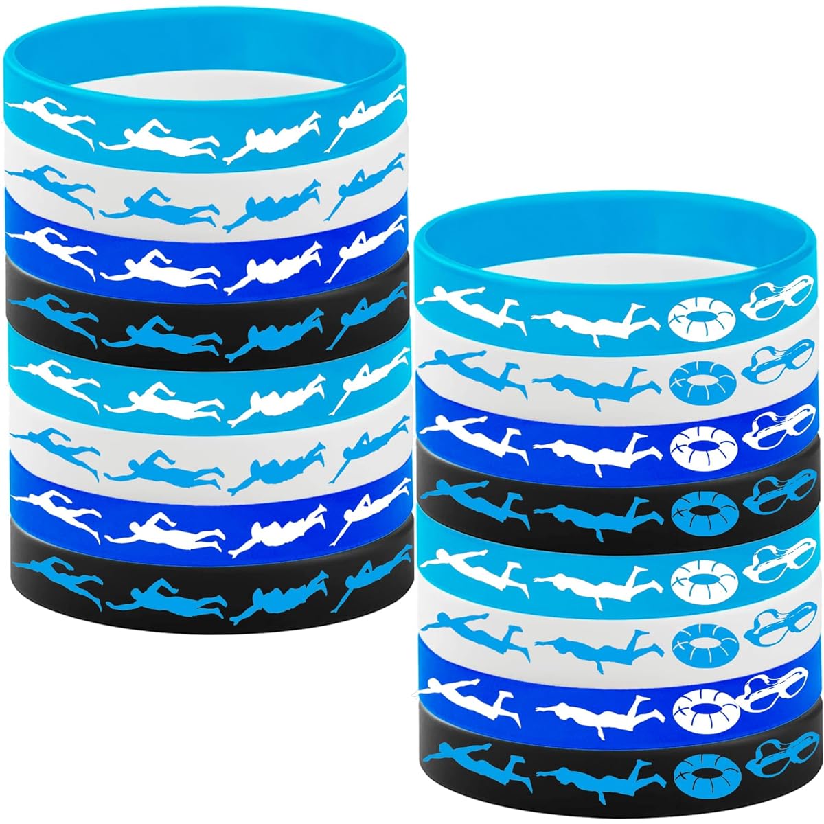 24 Pcs Swimming Silicone Bracelets Party Favors - Swimming Rubber Bracelets Party Supplies Decorations Swimming Action Sports Theme Birthday Baby Shower Party Gifts