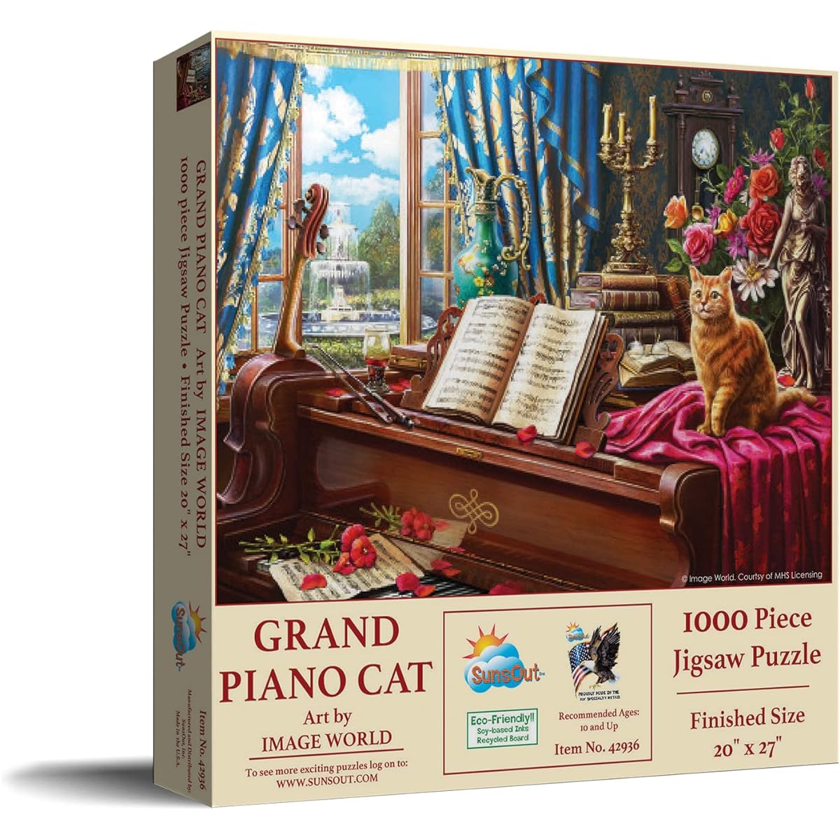 SUNSOUT INC Grand Piano Cat 1000 Piece Jigsaw Puzzle