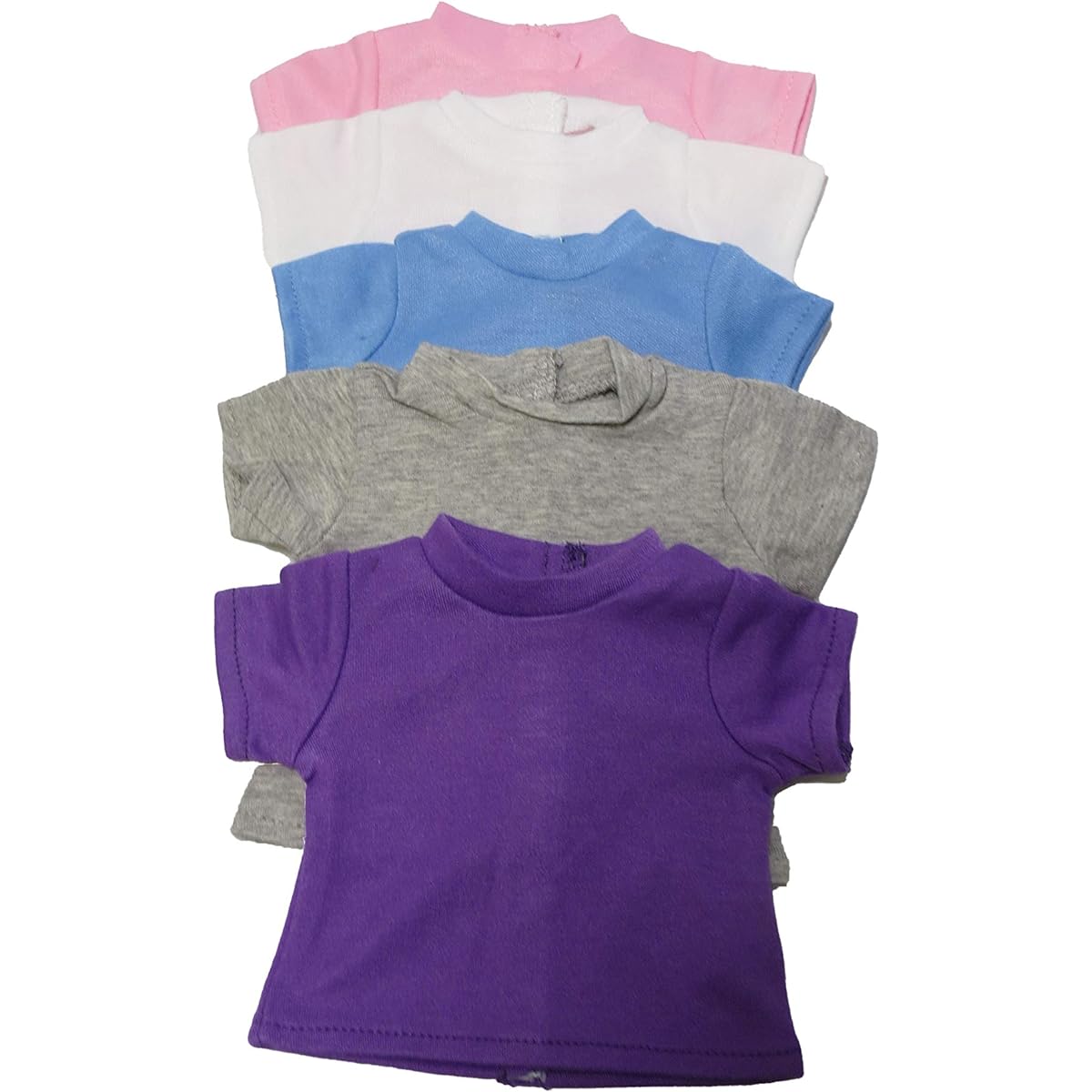 T-Shirts Set 5 Different Light Colors | Fits 18" American Girl Dolls, Madame Alexander, Our Generation, etc. | 18 Inch