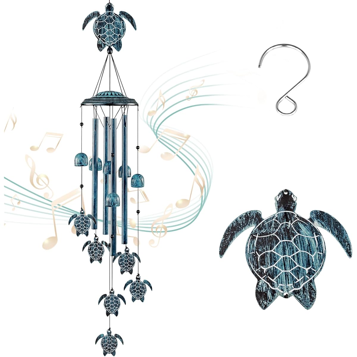 LESES Wind Chimes Sea Turtle Wind Chime for Outside with 4 Aluminum Tubes, Windchimes Outdoors Clearance Home Garden Patio Decor Memorial Wind Chimes for Mom Grandma Unique Birthday Festival Gifts