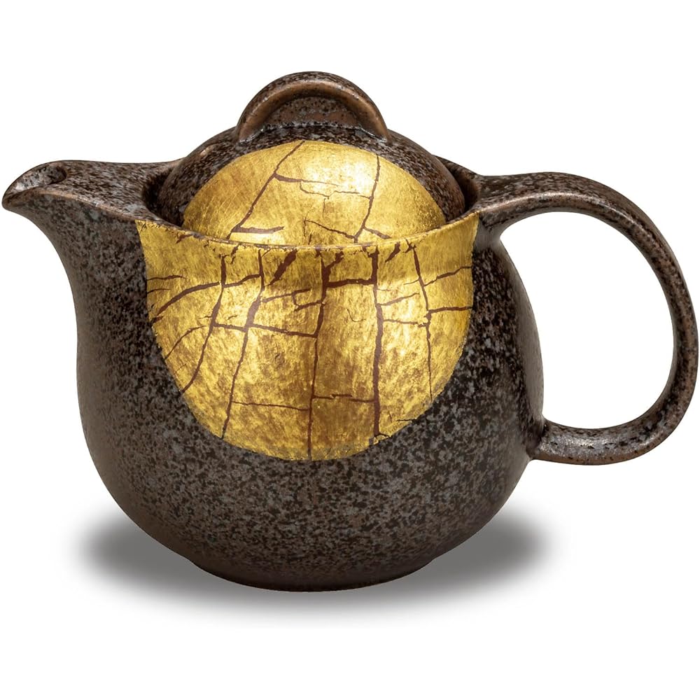 Teapot Stylish Tableware Kutani Ware Pot Gold Leaf Pottery Brand Japanese Tableware Made in Japan Comes with Tea Strainer Net
