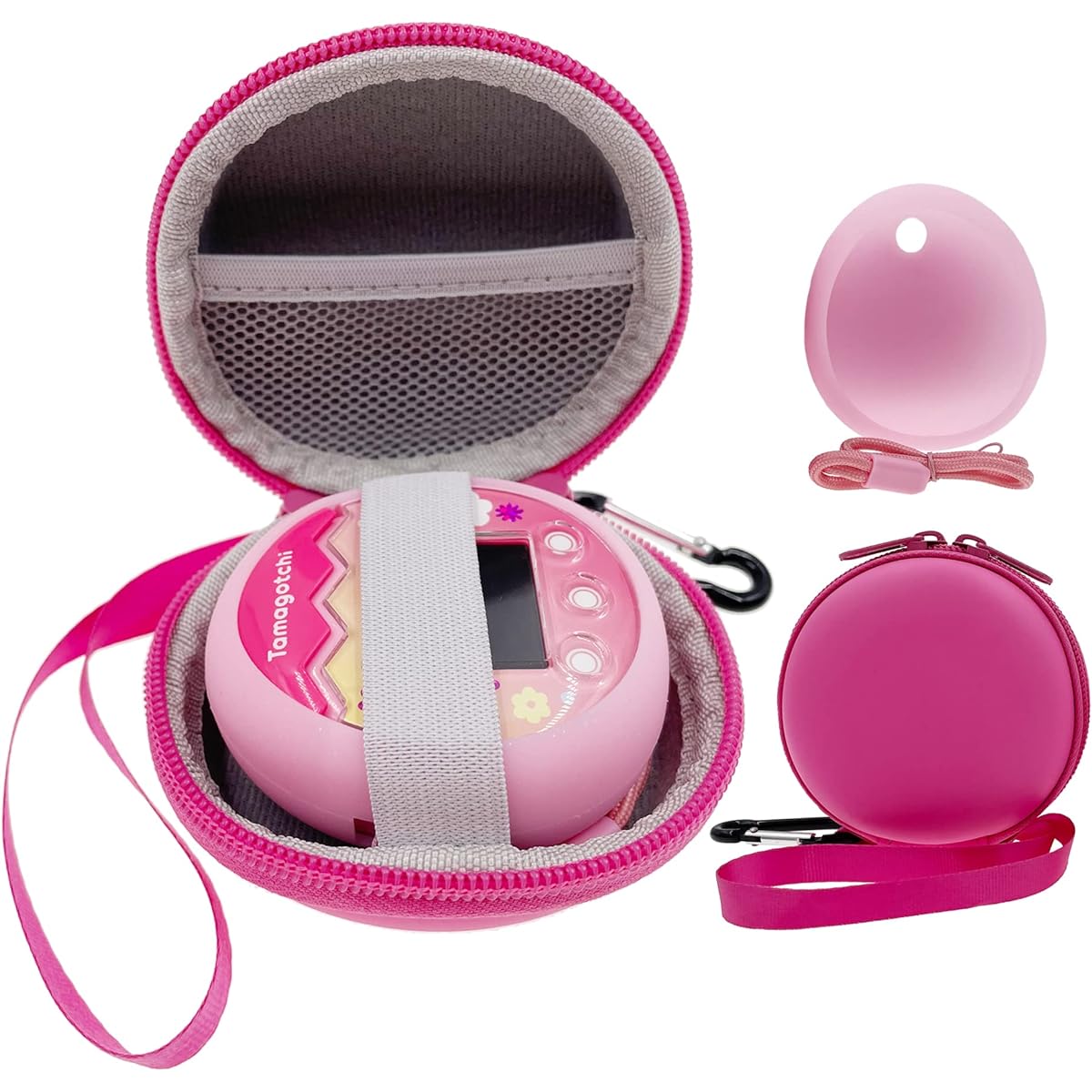 xcivi Hard Carry Case and Silicone Skin Shell Cover for Tamagotchi Pix Virtual Interactive Pet Game Machine (Pink)