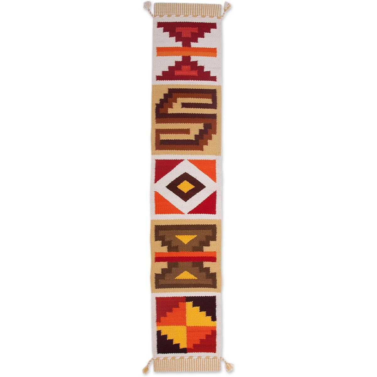 Novica Multicolor Cotton Blend Geometric Tablecloth Runner, 'Andean Style'