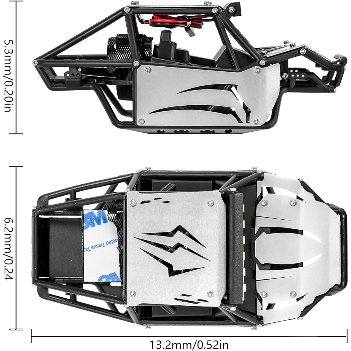 INJORA Nylon Rock Buggy Body Shell Aluminum Panel Chassis Kit for 1/24 RC Crawler Car Axial SCX24 C13 JLU Bronco Upgrade Parts(Silver)