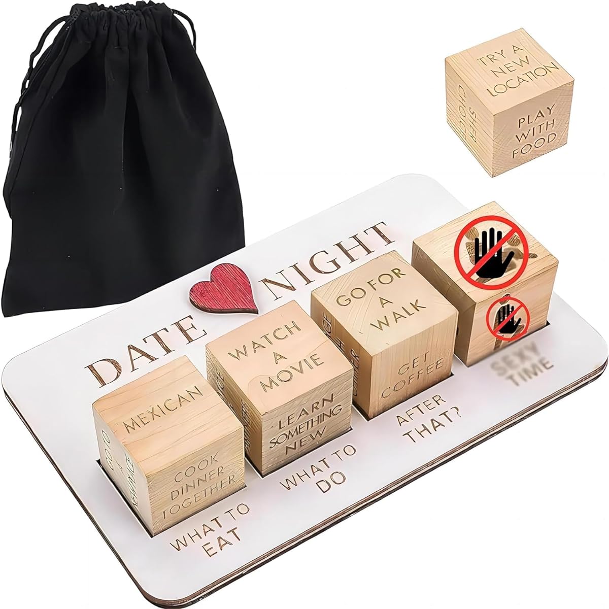 Date Night Dice Dark Edition Wooden Couple Dice Funny Wedding Gift Decision Dice Valentine's Day Birthday Gift for Him and Her Married Boyfriend Gift for Girlfriend