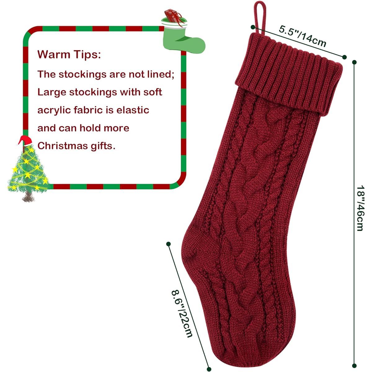 KaKaPops Christmas Stockings 6 Pack 18 Inch Large Knit Christmas Stockings Fireplace Hanging Christmas Stockings for Family Christmas Decorations & Gifts