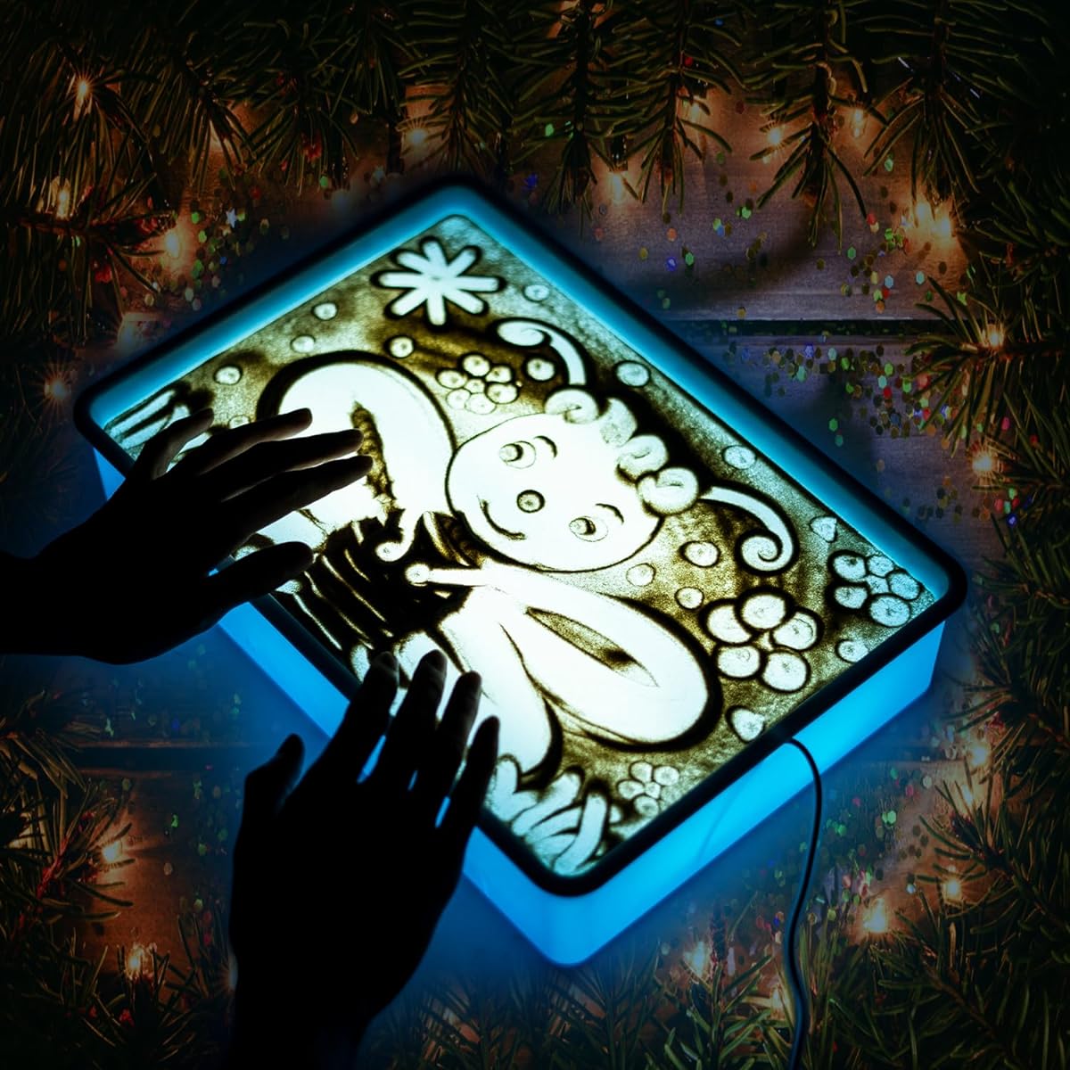 TANXAKUFAN Sand Art Drawing Light Box for Kids, Sand Art Kit for Kids, Sand Painting Sensory Light Table/Arts/Crafts for Kids, Toddler Toys, Art Supplies, Birthday Gifts for Girls and Boys, Blue