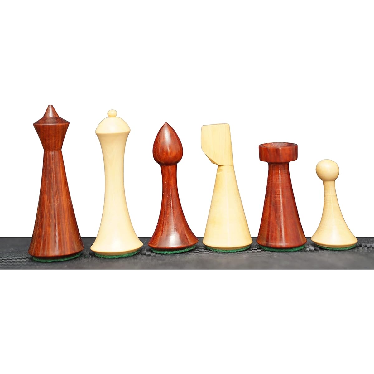 Hastha Kalalu Minimalist Design Reproduction Hermann Ohm Style Modern Danish Model Tournament Weighted Wooden Chess Pieces Set King 3.75" (Bud Rosewood)