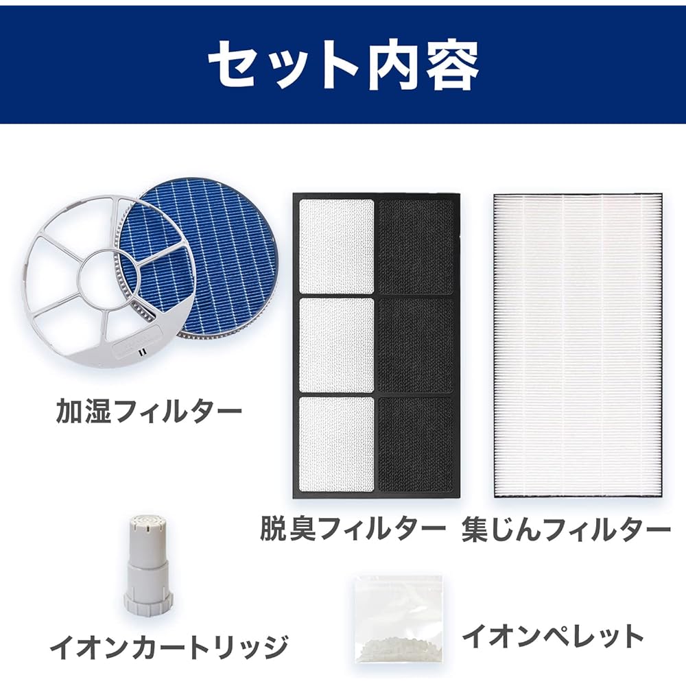YUKI TRADING Humidifying Filter FZ-E100MF (with frame) / Dust Collection Filter FZ-E100HF / Deodorizing Filter FZ-E100DF / Ion Cartridge FZ-AG01K1 / Ion Pellet 5-piece set Humidifying filter compatible with Sharp Air purifier replacement filter
