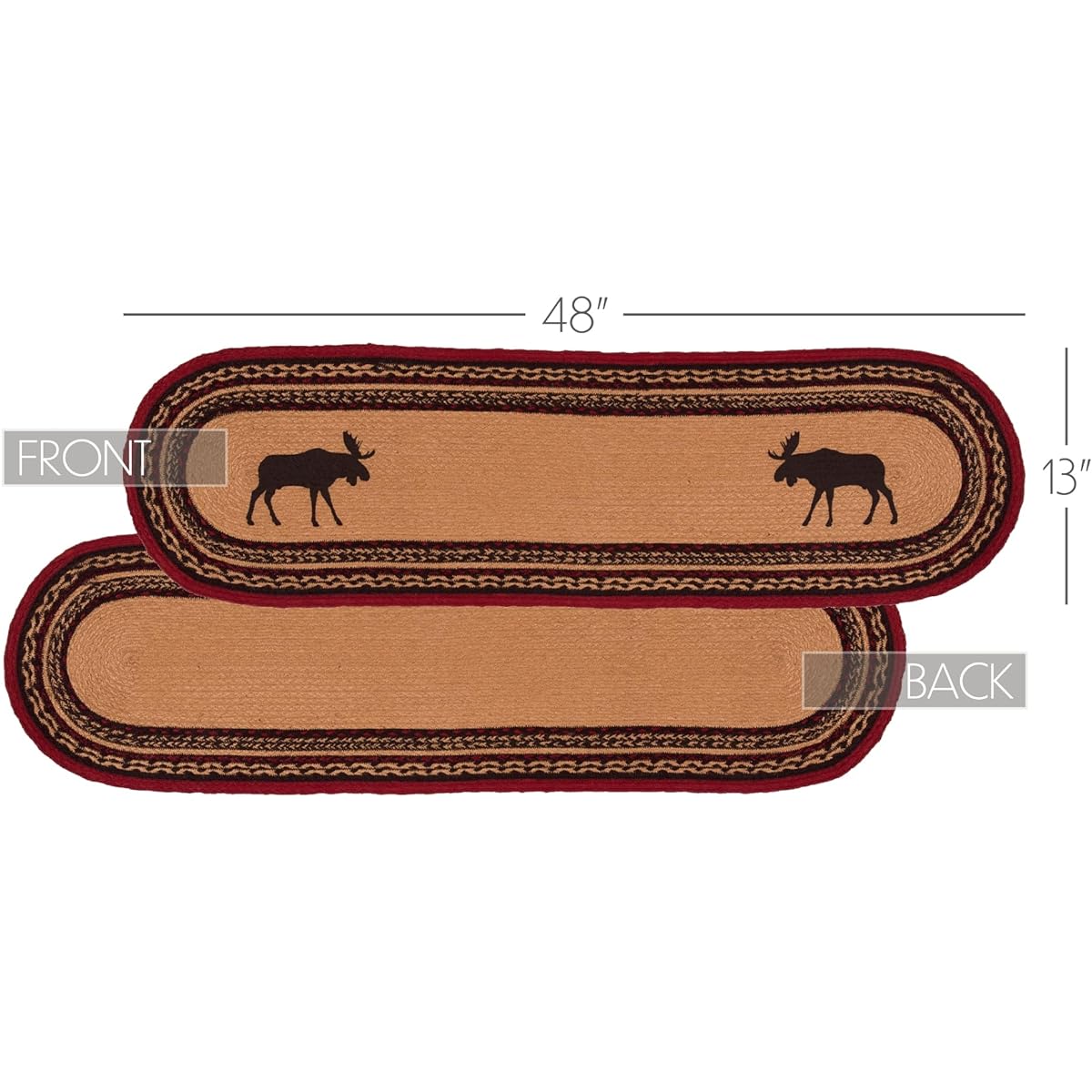 VHC Brands Cumberland Oval Jute Runner, 13" x 48", Brown, 37870