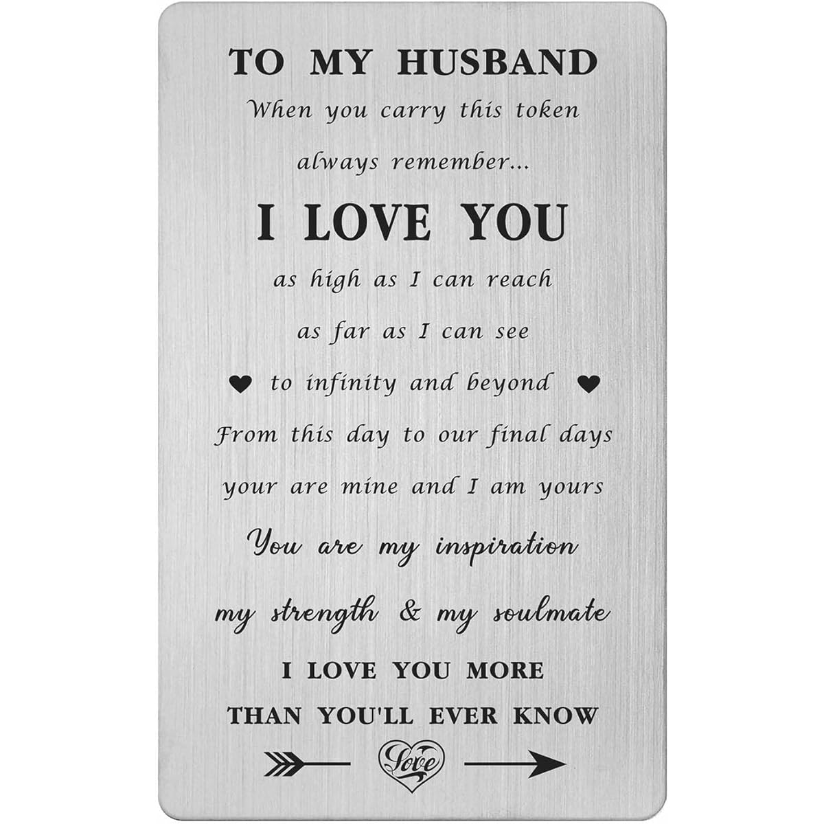 Levole Husband Gifts Valentine's Day Husband - Father's Day Card from Wife Birthday Christmas Valentine Gifts for Husband My Husband Engraved Wallet Card