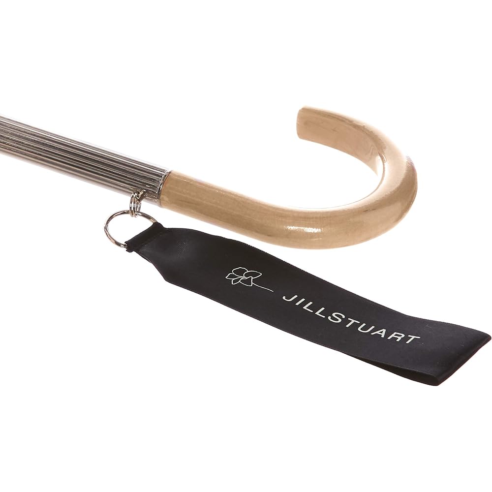 [Jill Stuart] AURORA 1JI 11038-38 Bicolor All Season Umbrella with Ribbon Strap Long Umbrella Women's Silver Gray Japan Rib 58cm (FREE Size)