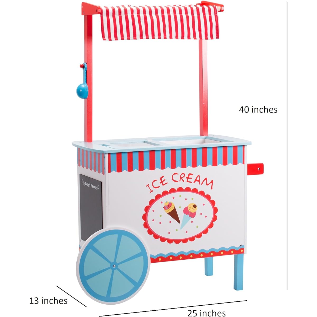 [Svan] Svan Ice Cream Cart by Real Wood Construction, with Money Box, Chalkboard, Chalk and Over 30 Ice Cream Pieces [Parallel Import]