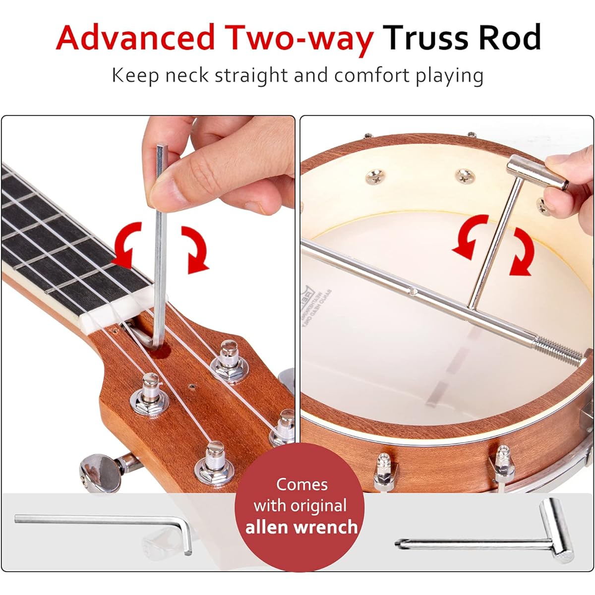 Banjolet Sapele Travel Banjolet 26 Inch 4 String Lotmusic Remo Drum Head Open Back Beginner Kit Extra String Allen Wrench Tuner Sandpaper Ruler Bag