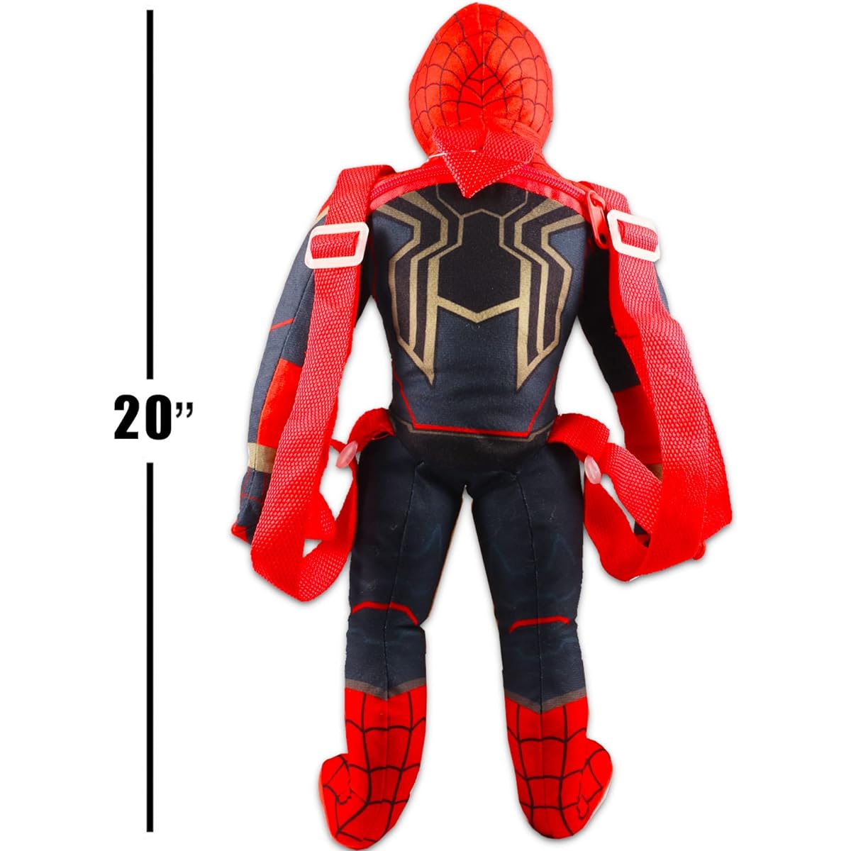 Marvel Spiderman Plush and Avengers Tote Bag Bundle - 20" Spiderman Plush Doll with Adjustable Straps and 1 Cute Avengers Tote, Stickers and More (Spiderman Gifts)
