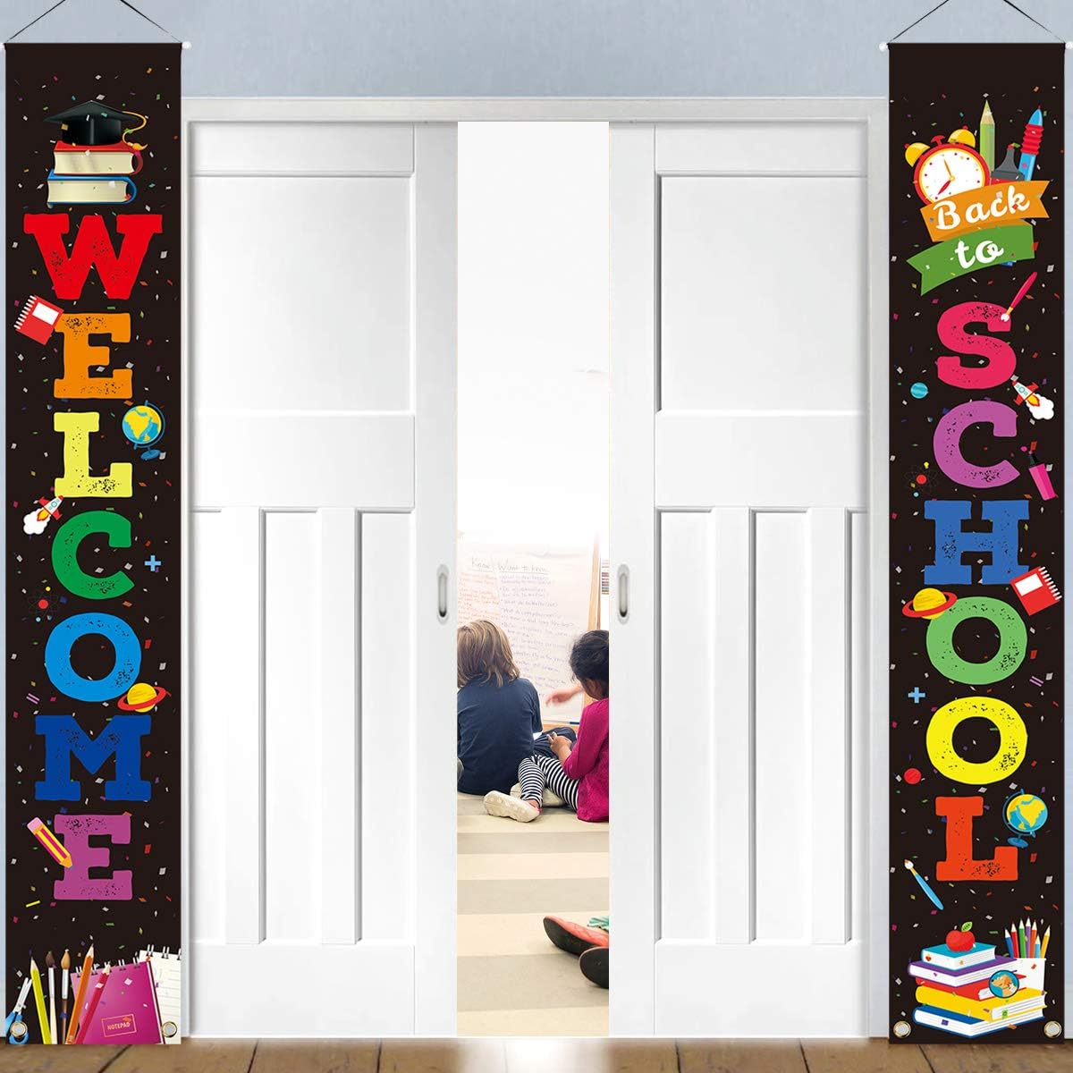 Back to School Banner, First Day of School Welcome Banner, Hanging Cloth Banner, Flag Sign, Backdrop Decoration for Preschool, Primary School, High School, Classroom Decoration