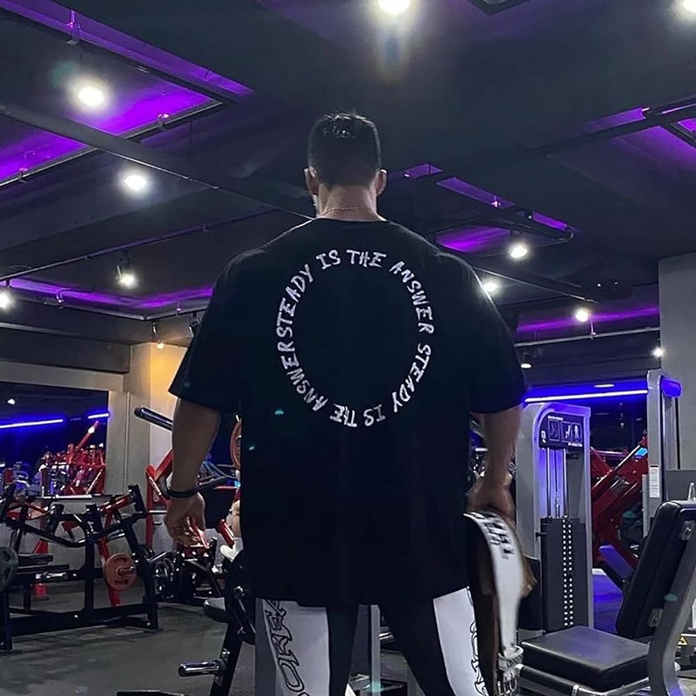 [KULIXI] Gym T-shirt, Men's, Stretch, Short Sleeve, Fitness, Training, Muscle Training, Sports, Stylish, Oversized, Round Collar, Half Sleeve, DX5204