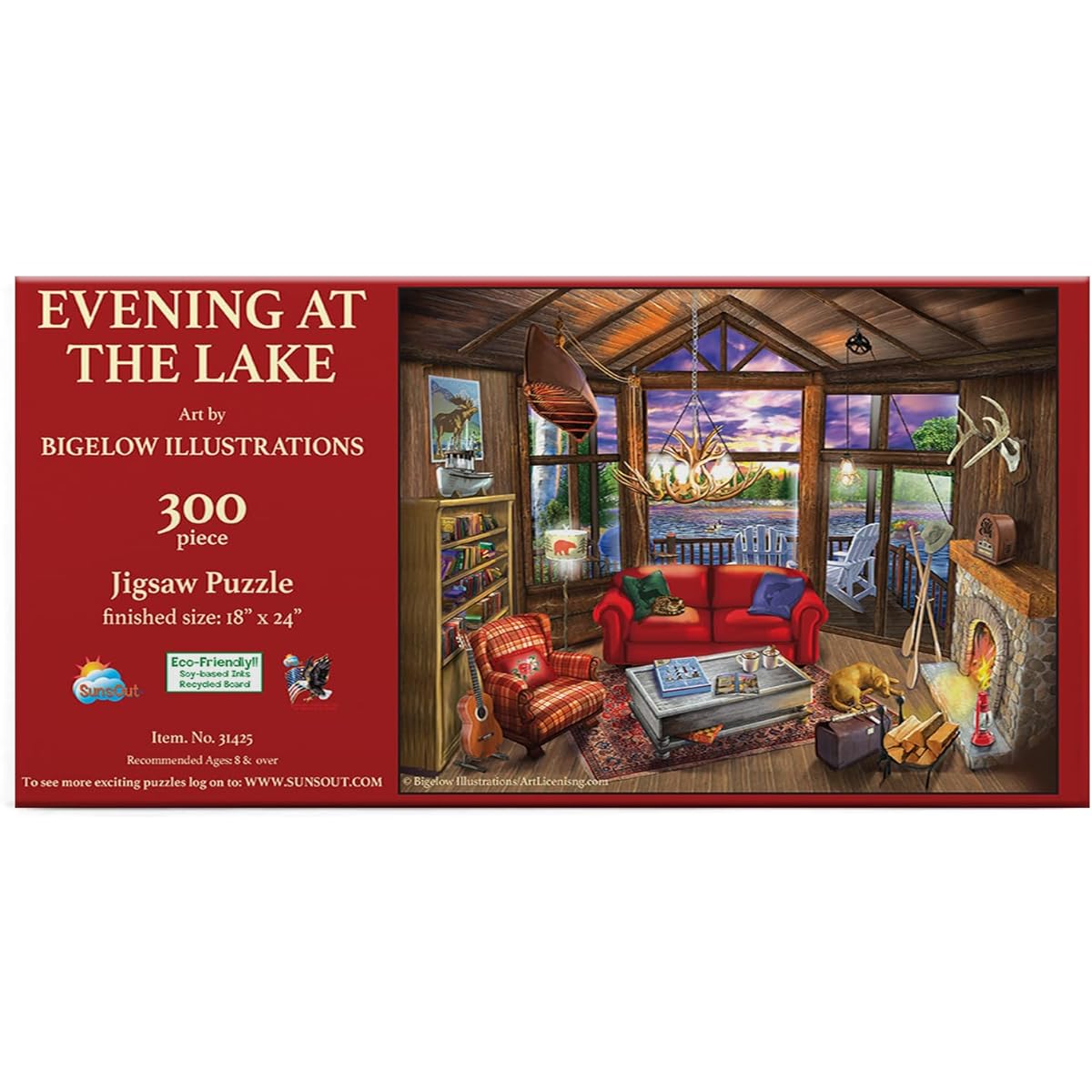 SunsOut Puzzle Evening at the Cabin 300 Piece Jigsaw Puzzle