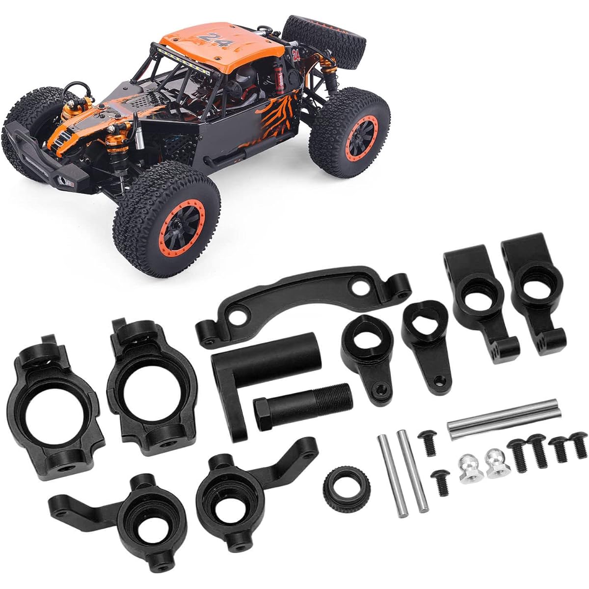 Rc Car Steering, Rc Car Aluminum Upgrade Kit Lightweight, wear-resistant, shock-absorbing, high strength, upgrade kit for Zd Racing 1/10 model. (Black)