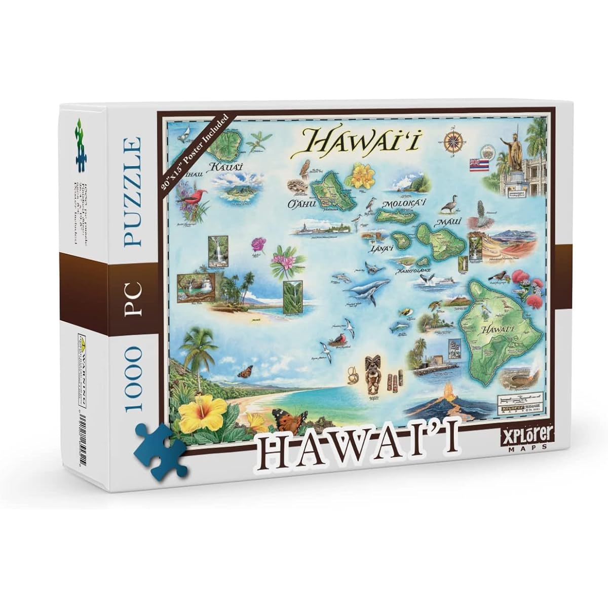 Hawaii State Map Cardboard Jigsaw Puzzle - 1000 Pieces